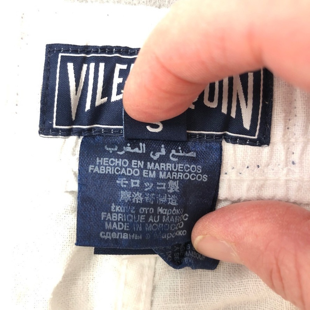 Vilebrequin Cargo Shorts Mens Small White 100% Linen Drawstring Elastic Waist View 5